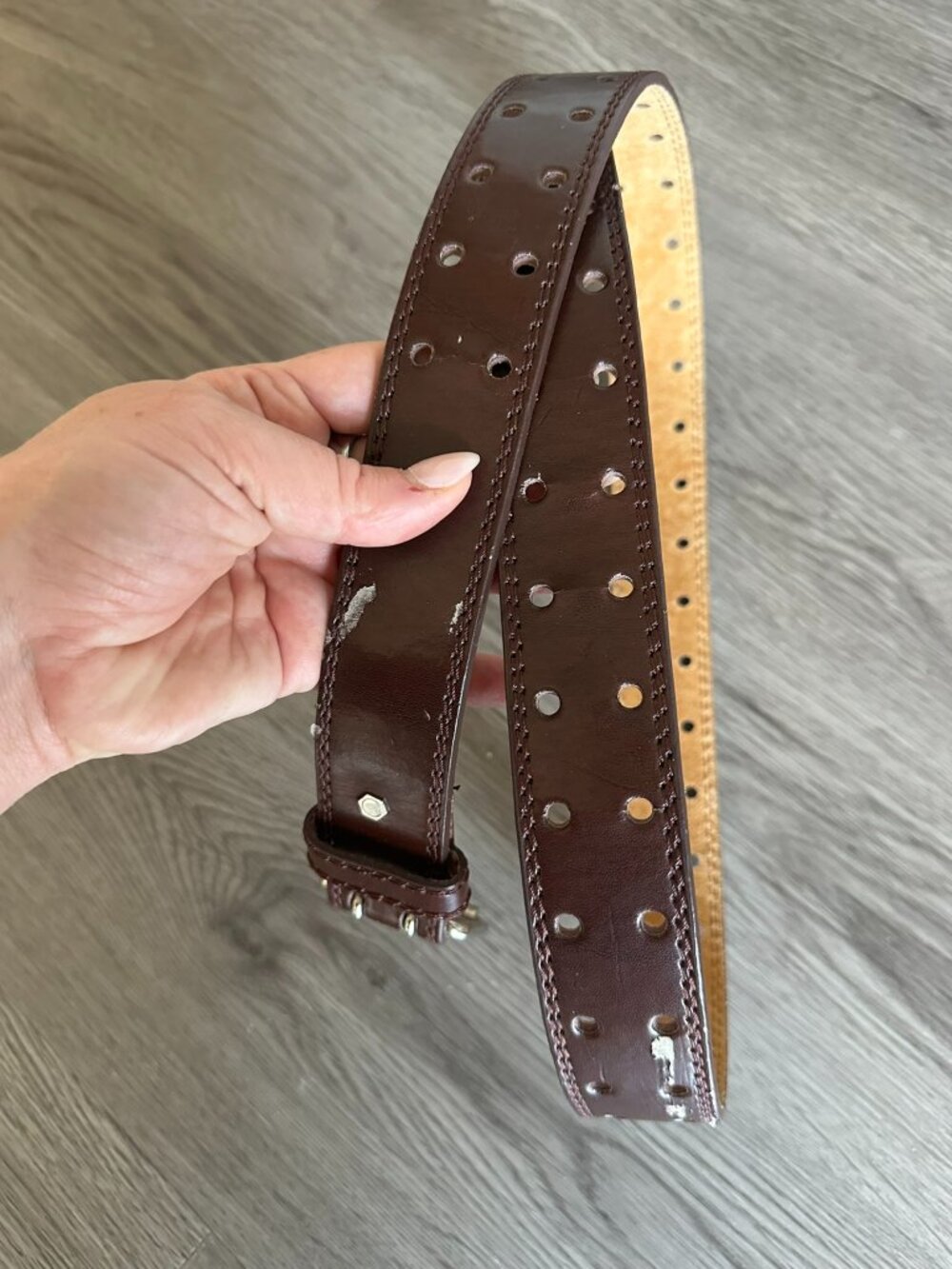 Genuine Leather Belt - Double Hole 1.5" Thick - Brown - Docker's - Large